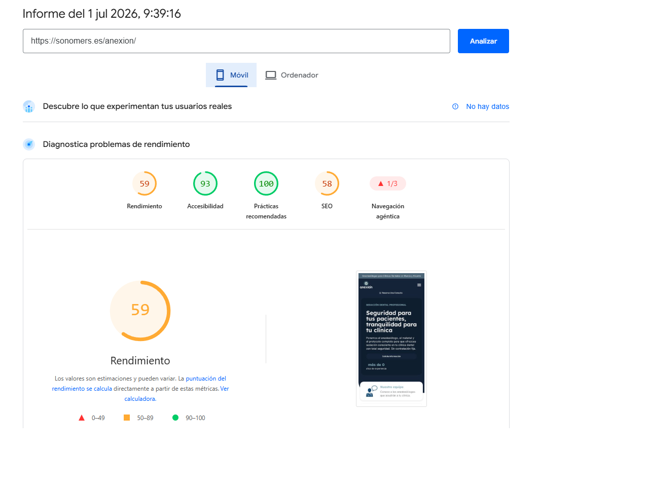 PageSpeed móvil V1