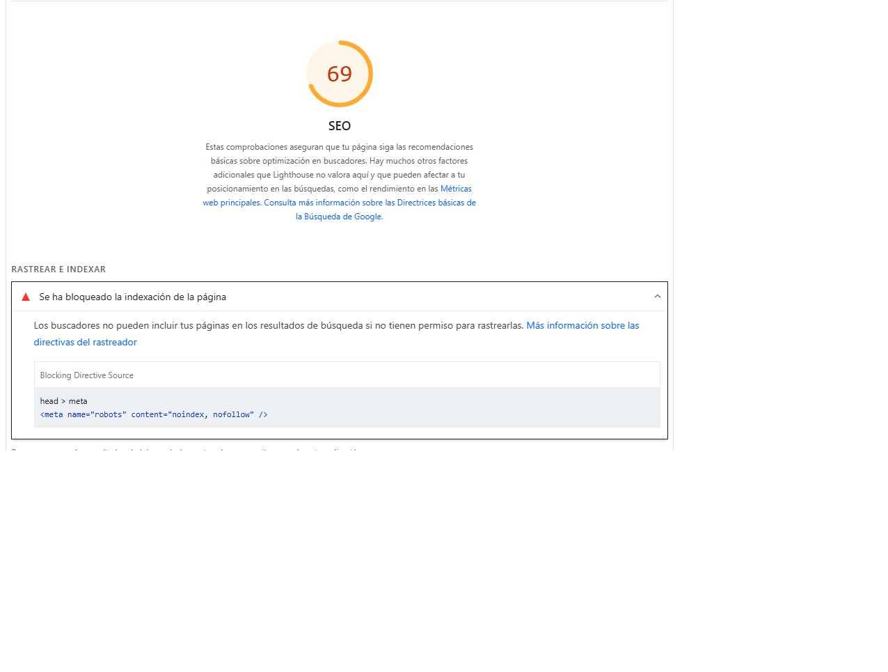 Motivo del SEO: noindex
